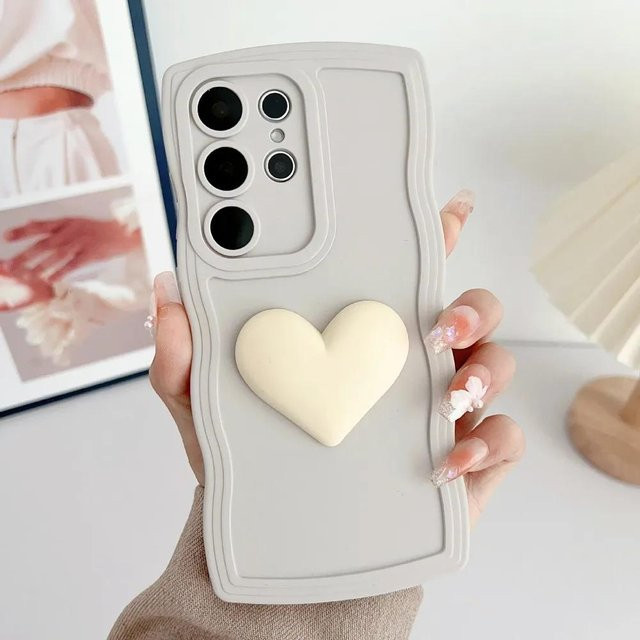 Weiche TPU Handyhülle mit Liebesherz-Design für Samsung Galaxy S25 S24 S23 S22 S21 S20 Ultra Plus FE A55 A54 A53 A35 A34 A25 A15 A05 A05s in Grau - Bild 1