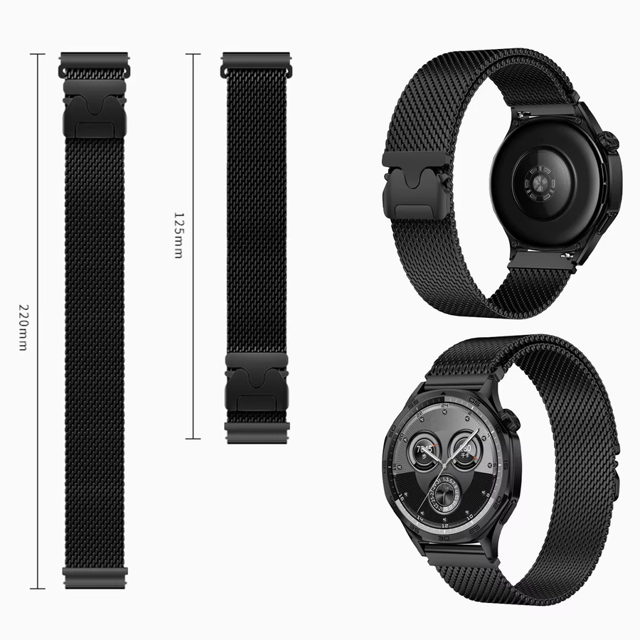 CHIICSMART Uhrenarmband Milanaise, Edelstahl, Schwarz, Unisex - Bild 5