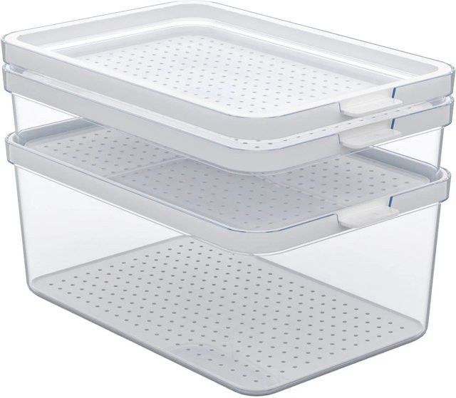 Rotho Kühlschrankorganizer-Set Cauma, 3-teilig, Transparent, stapelbar mit Snap-Lid - Bild 1