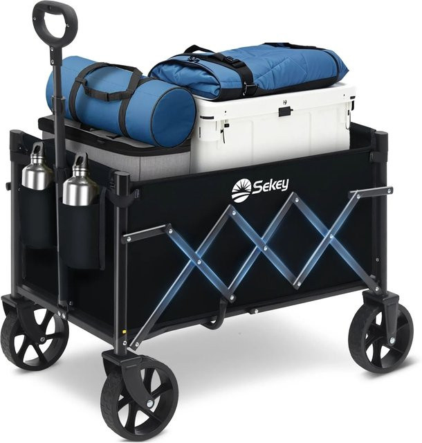 Sekey Faltbarer Bollerwagen Schwarz mit 60L Volumen und 80KG Tragkraft - Bild 1