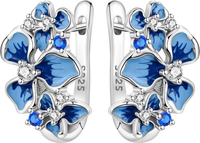 Orstarry Ohrringe 925 Silber, Blaue Irisblumen, Zirkonia, Damen - Bild 1