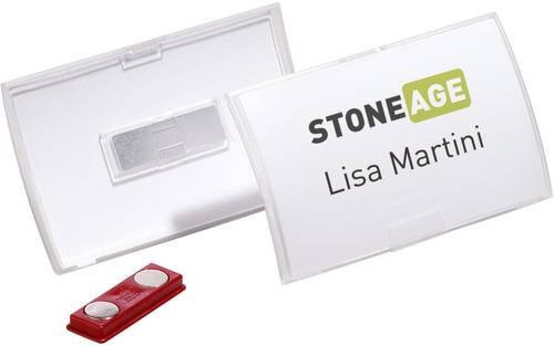 Durable Namensschild Click Fold mit Magnet, transparent, B: 5,4 cm, H: 9,0 cm, 10 Stück - Bild 1