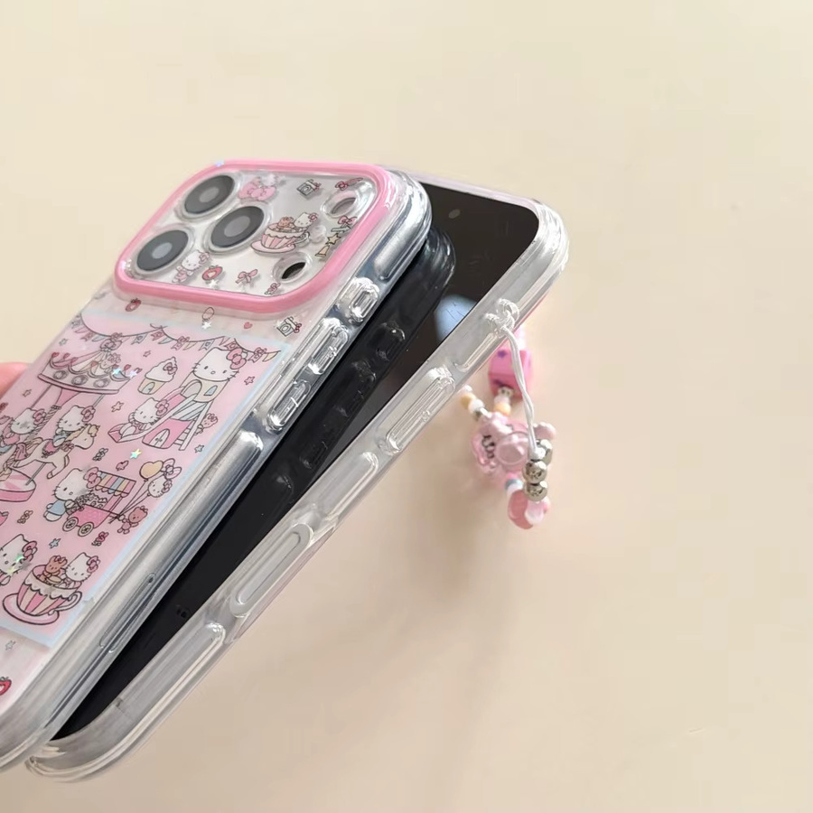 Sanrio Schimmernde Doppelschichtige Handyhülle mit Gestreiftem Design für iPhone 17 Pro Max, 16 Pro Max, 15 und 14 Pro, Stoßfeste Schutzhülle - Bild 4