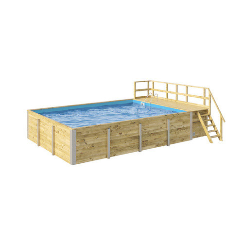 WEKA Massivholzpool 595 Aufstellpool aus Massivholz in Blau, B/H/L: 416 x 116 x 644 cm - Bild 2