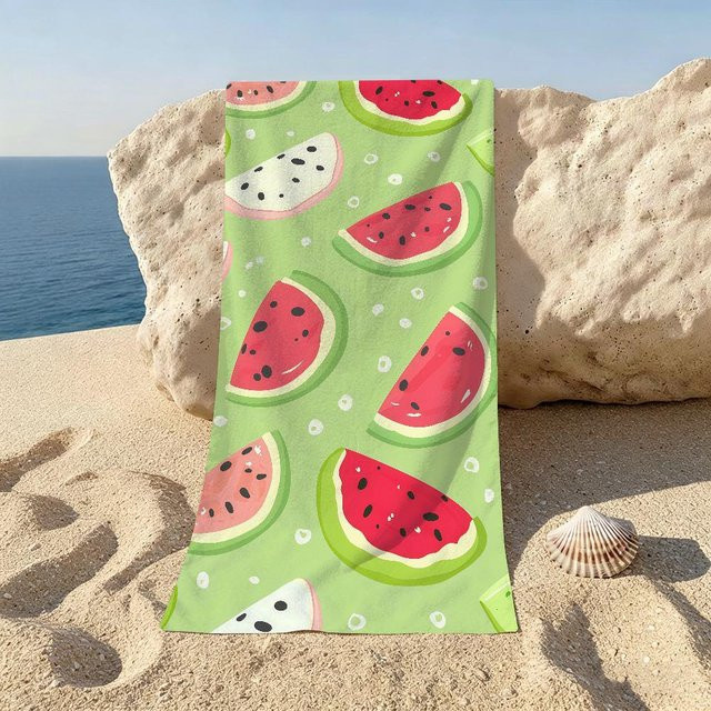 JMG Household Supplies Strandtuch Hallo Sommer Wassermelone Design, Farbe: Grün/Mehrfarbig, B/H: 40 x 70 cm - Bild 1