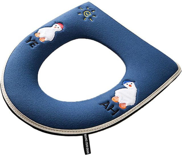 Yiran Furniture Toilettensitzbezug aus Baumwolle mit Griff und Tier-Motiv in Blau, B/T: 43,0 x 37,5 cm - Bild 1