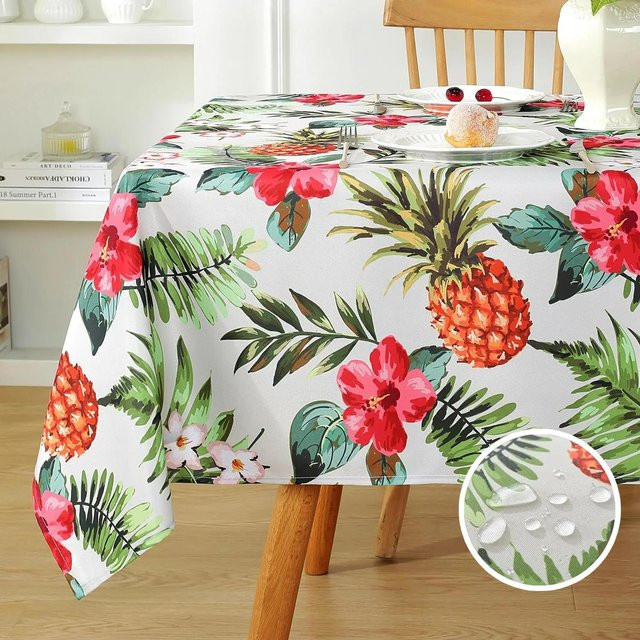 Wasserdichte rechteckige Tischdecke von JMG Household Supplies mit blau-weißem Floral-Print, B/B: 90 x 140 cm - Bild 1