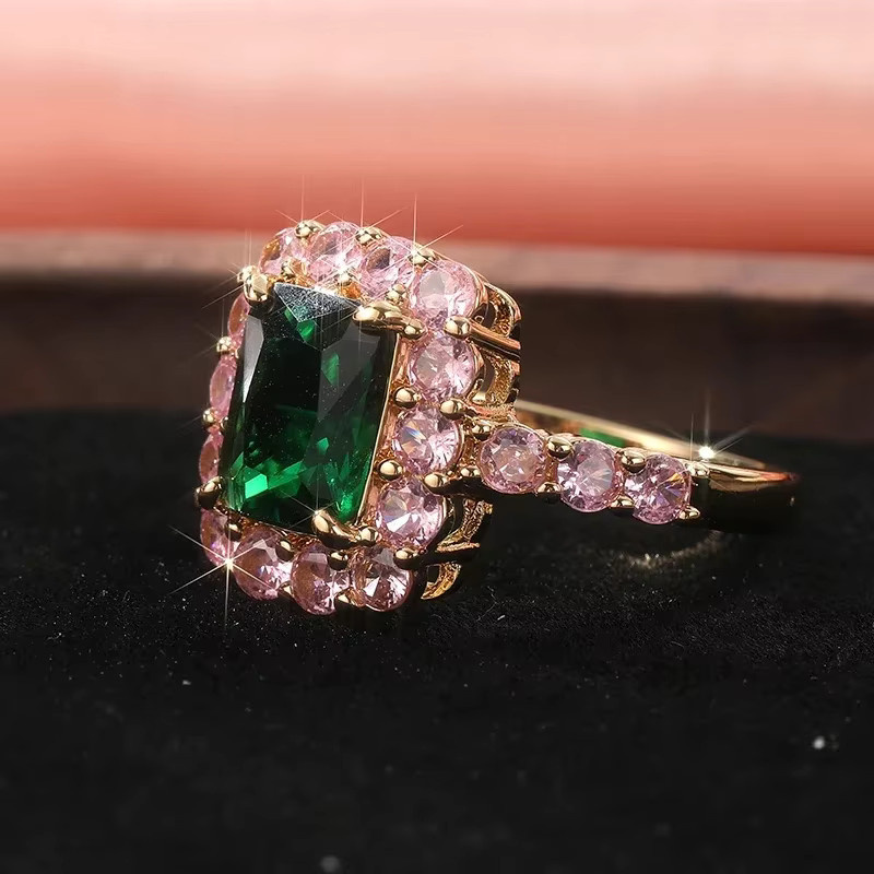 YoYo Ring, grüner Zirkonia, Roségold, Vintage, Damen - Bild 4