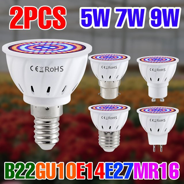 CanLing 2er Set LED Pflanzenlampe E27 9W in Weiß zur Beleuchtung von Sukkulenten und Moos - Bild 1