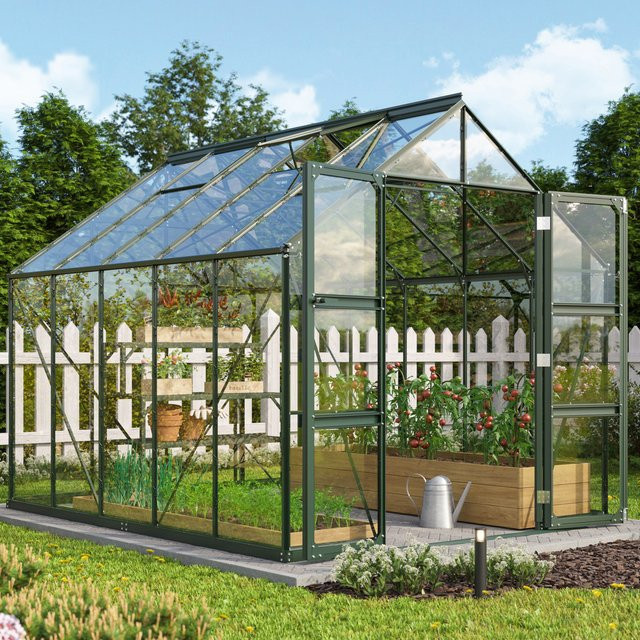 Vitavia Gewächshaus Domus 8300 in Smaragdgrün mit Einscheibensicherheitsglas und Doppelschwingtür, Fläche: 8,3 m² - Bild 1