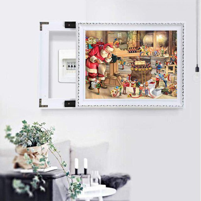FIYO Diamant-Stickerei Wand-Dekor Runde Kristall Mosaik Bild in Beige, B: 30 cm, H: 20 cm - Bild 1