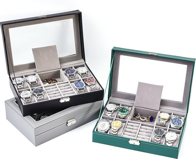 DELESYS Schmuckaufbewahrungsbox für Uhren und Ohrringe in Grau, Unisex - Bild 1