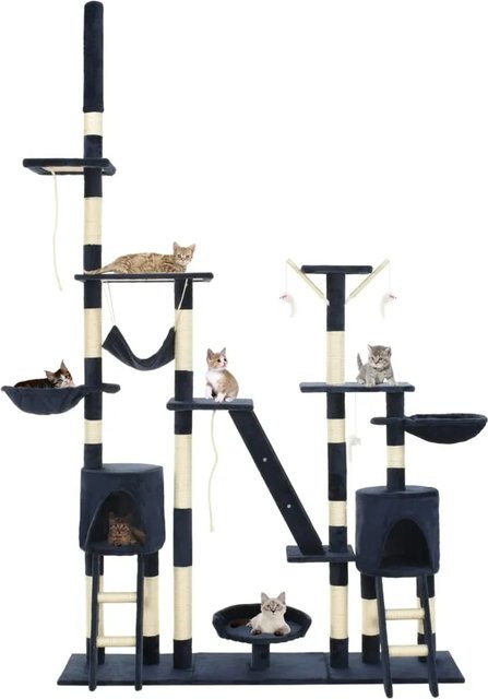 vidaXL Katzen-Kratzbaum mit Sisal-Kratzsäulen, Hängematte und integriertem Spielzeug in Blau, Höhe: 240 cm - Bild 1