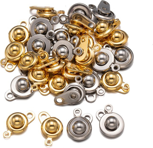 5 Stück Schnappverschlüsse Edelstahl, runde Schnalle, für Armbänder und Halsketten - Bild 1