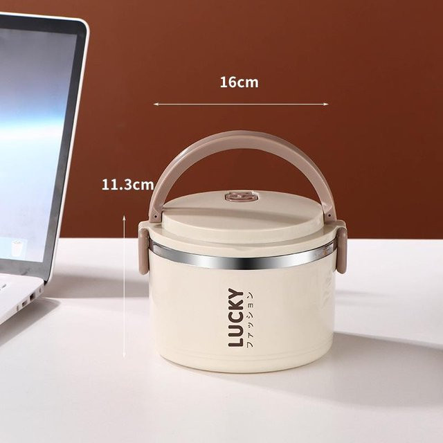 Die BAY Bento-Box für Kinder aus Edelstahl mit zwei Schichten, grau und beige - Bild 1