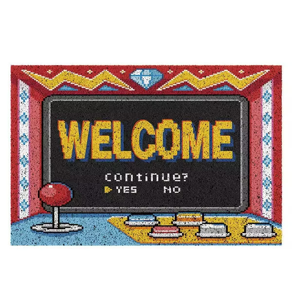 VIKAMA Outdoor-Bodenmatte im Retro-Stil mit Spielkonsolen-Design, schmutzabweisend und waschbar, Mehrfarbig, B: 60,0 cm, T: 40,0 cm - Bild 2