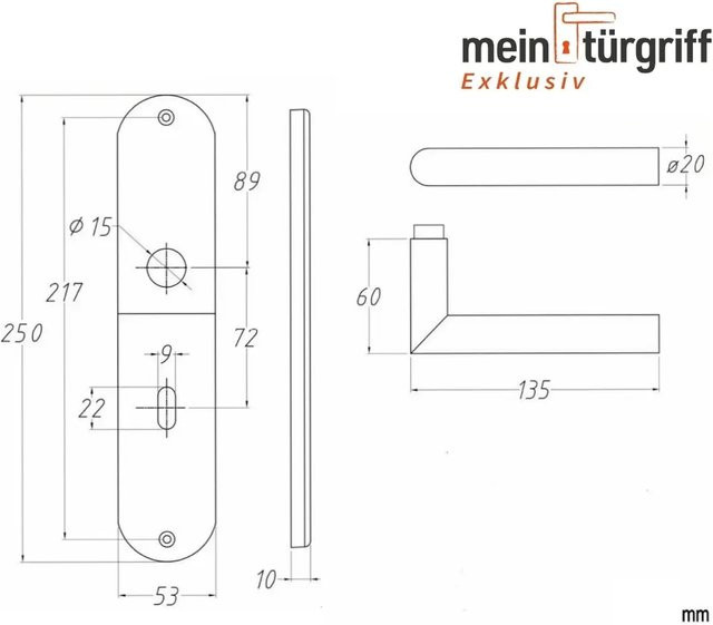 MeinTürgriff Drückergarnitur Liverpool Edelstahl matt Silber mit Renovierungsschild Langschild B/H: 160 x 160 mm - Bild 1