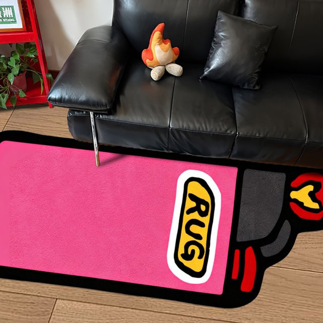 VIKAMA Rosa Teppich mit Feuerzeug-Print, rutschfest und geräuschreduzierend für Wohnzimmer und Schlafzimmer - Bild 1
