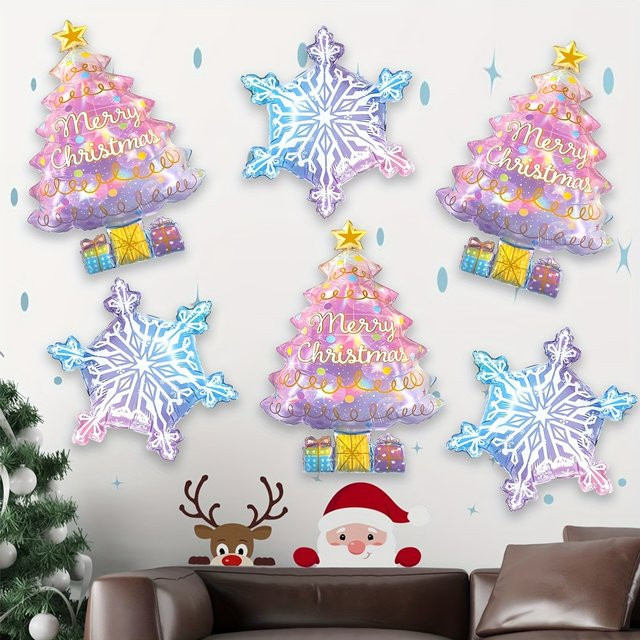6er Set Weihnachtsdekoration mit rosa Gradienten Schneeflocken, Mini Geschenkboxen und Ballons für deinen Weihnachtsbaum und deine Party-Dekoration - Bild 1