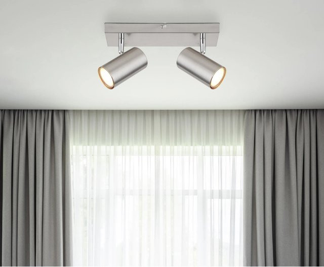 Globo Strahler Robby 2-flammig Nickel matt B/T/H: 260 x 60 x 120 cm - Bild 1