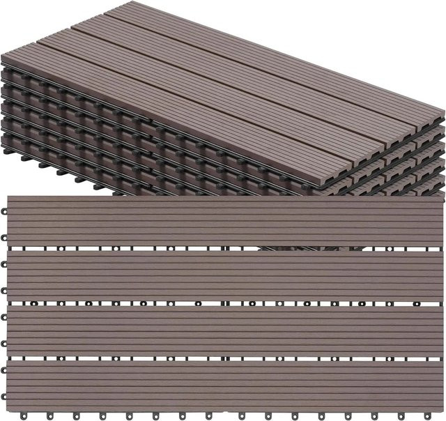 WOLTU WPC Terrassendielen Holz-Optik Braun, 6 Stück pro 1 m², B/H: 30 x 60 cm - Bild 1