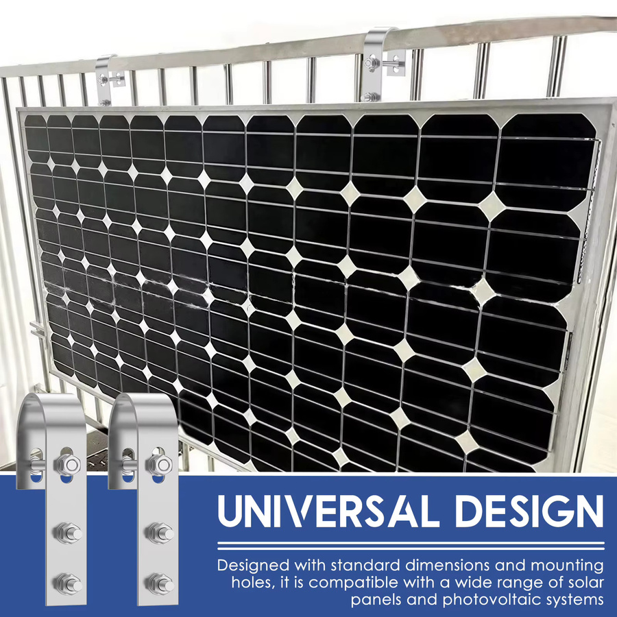 Bohrfreie Solarpanel-Montagehalterung aus 304 Edelstahl in Silber als komplettes Hardware-Kit für PV-Module an Balkon, Dach oder Wohnwagen - Bild 2