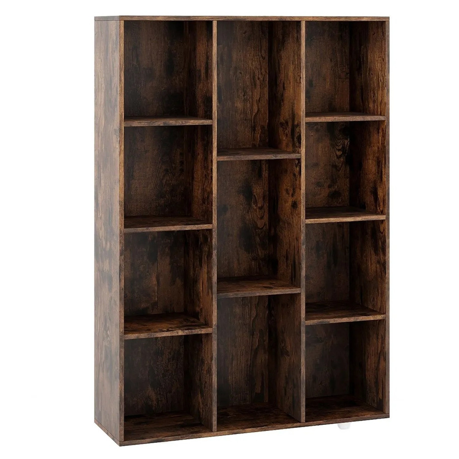 Costway Bücherregal mit 11 Fächern in Kaffee Braun, modernes Standregal für Home Office, B/T/H: 74 x 24 x 106 cm - Bild 2