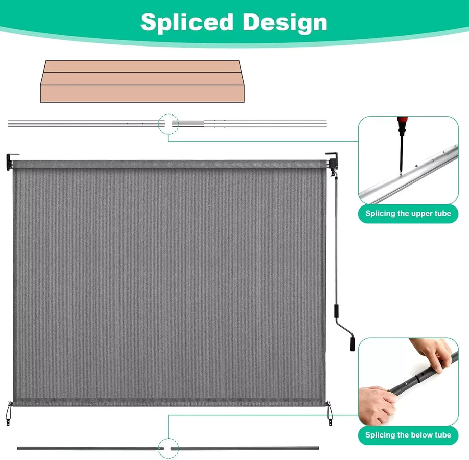 Outdoor-Roll-Sonnenschutz aus HDPE und Aluminium für Terrasse und Sichtschutz, Farbe: Braun oder Grau, Breite: 240 cm - Bild 3