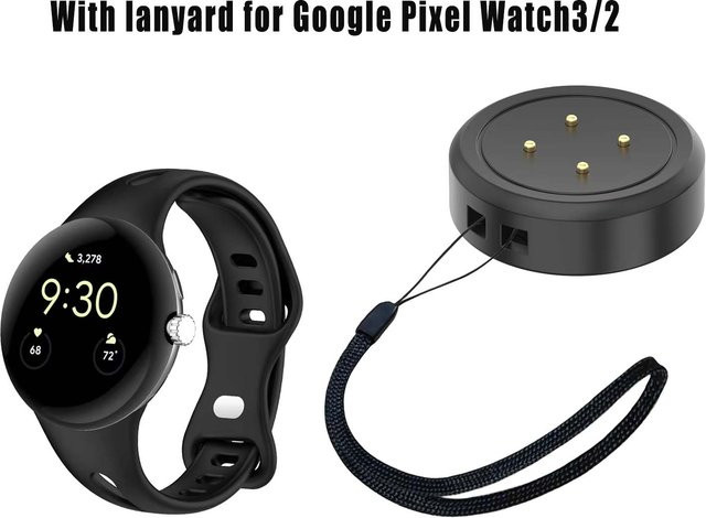 Google Smartwatch-Ladegerät, Silikon, Schwarz, Pixel Watch 3/2 - Bild 1