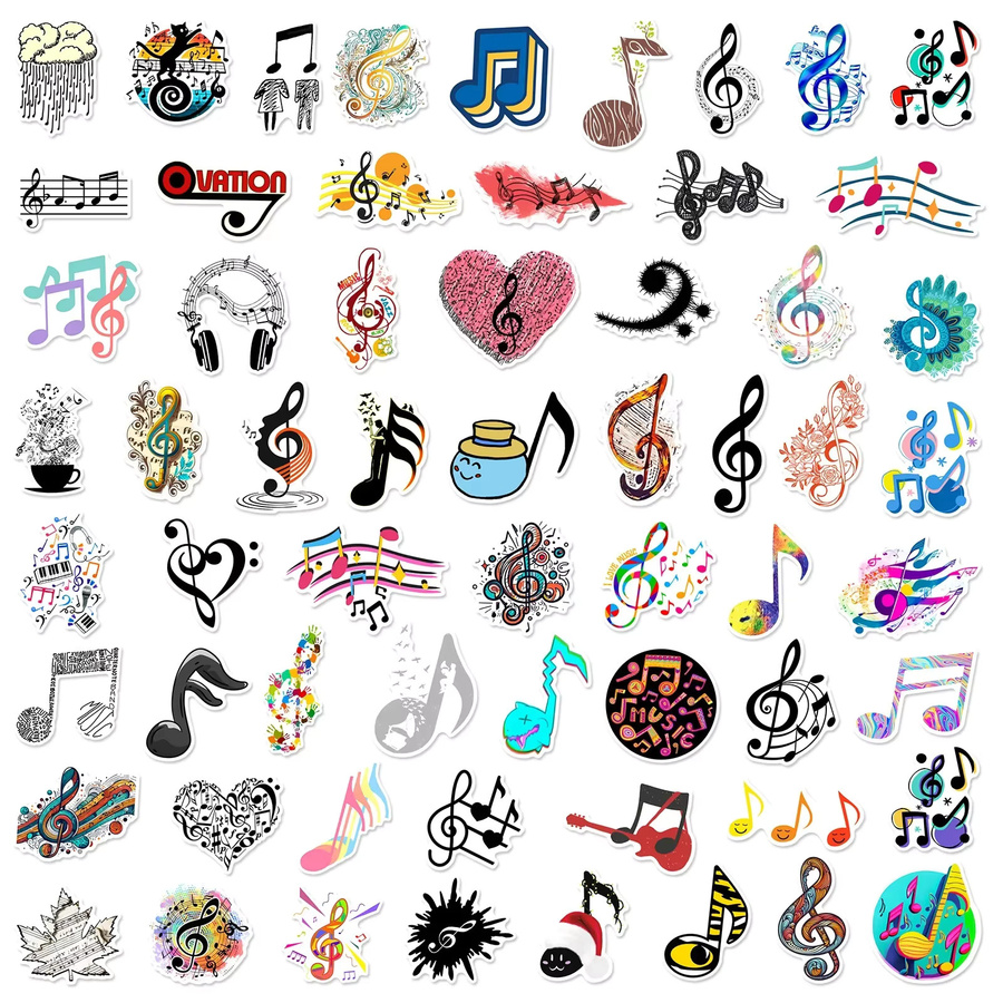 GOGOTU Musical Note Graffiti Aufkleber, 60-teiliges Set, multicolour - Bild 2