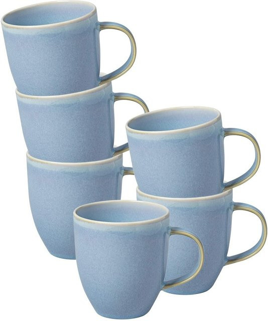 6er Set Villeroy & Boch like. Kaffeebecher Crafted aus Keramik in Blau mit 358 ml - Bild 1