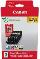 Canon CLI-526 Photo Value Pack Original Tintenpatronen-Set, 4er-Pack, Schwarz, Cyan, Magenta, Gelb, 9 ml pro Patrone - Bild 1
