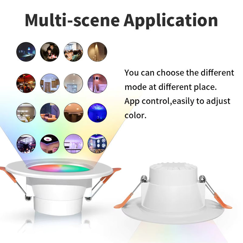 Tuya Smart LED Einbauleuchte RGB dimmbar mit Bluetooth und Smart Life App, runde Deckenleuchte in Weiß - Bild 2