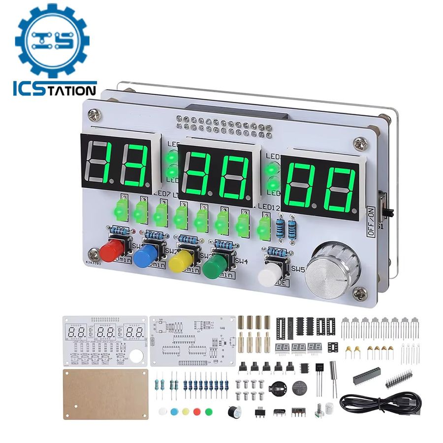 6-Bit-Digitaluhr zum Selbermachen als Lötprojekt mit Countdown, 24-Stunden-Wecker und bunten Lichtern in Multicolor - Bild 7
