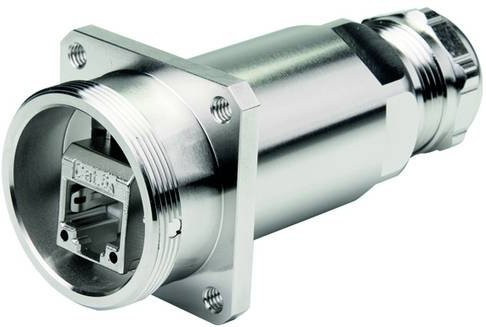 Telegärtner TOC Flanschdose IP68 mit AMJ-S Modul Cat.6A Ethernet LAN Buchse Silber - Bild 1