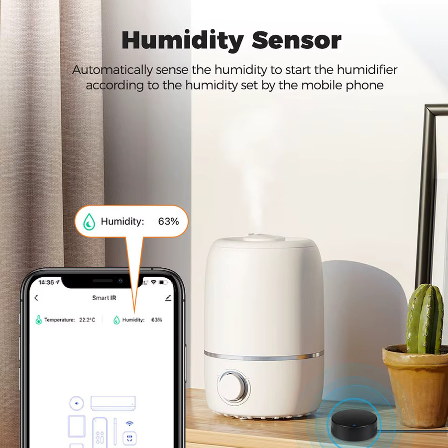 Tuya Smart IR Fernbedienung mit Temperatur- und Feuchtigkeitssensor in Schwarz, kompatibel mit Alexa und Google Home für Klimaanlage und TV - Bild 4