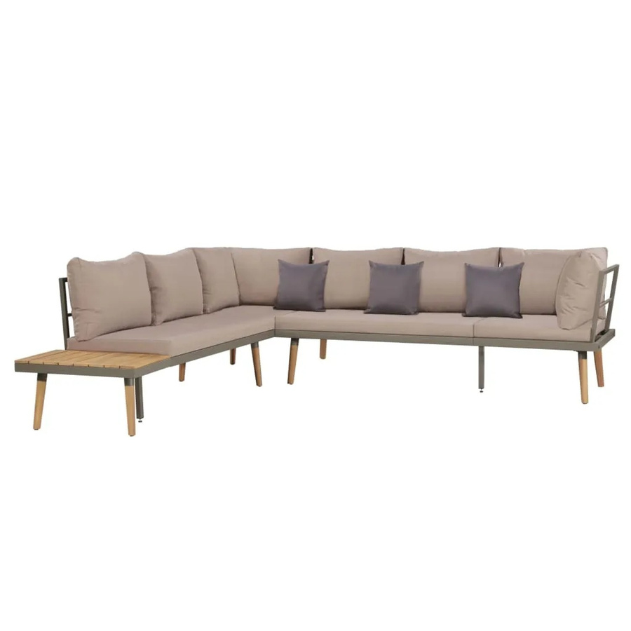 vidaXL 4-tlg Garten-Lounge-Set L-Form aus Massivholz Akazie und Stahlrahmen mit Auflagen in Braun - Bild 2