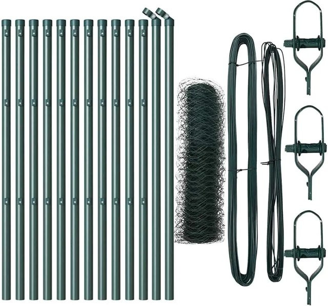 vidaXL Zaunpfosten Grün aus Stahl und PVC, Höhe: 0,4 m, Durchmesser: 36 mm - Bild 1