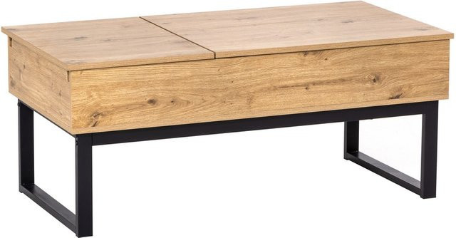 Höhenverstellbarer Couchtisch von Better Home in Braun mit Holzoptik und Industrial-Design, B: 109 cm, T: 55 cm, H: 46 cm - Bild 1