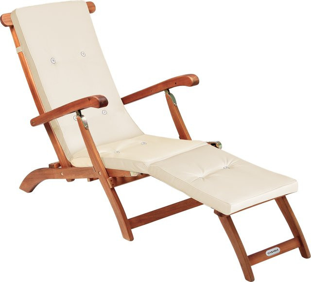 CASARIA Gartenliege Queen Mary aus FSC-zertifiziertem Akazienholz mit wetterfester Auflage in Creme/Beige - Bild 1