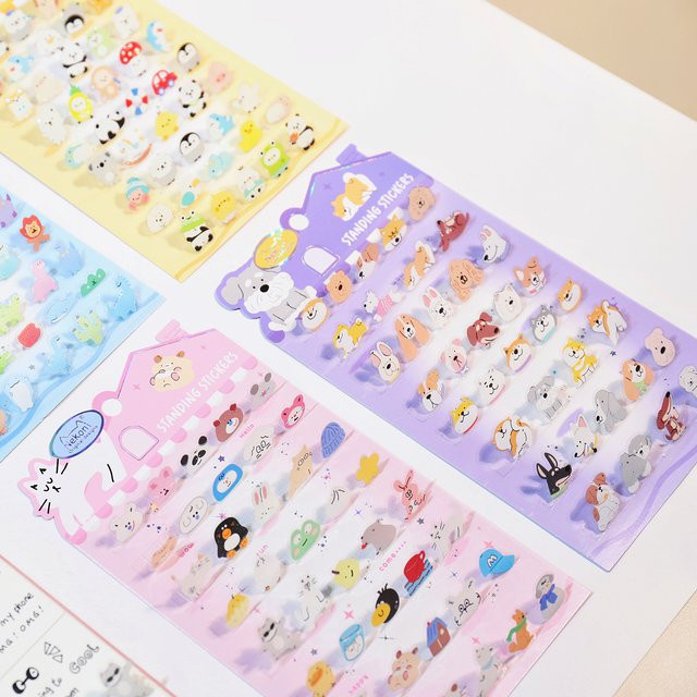 NEKONI Spaß 3D Stehende Aufkleber mit Cartoon Charakter Tieren in Multicolour für Scrapbooking und DIY Journaling - Bild 1