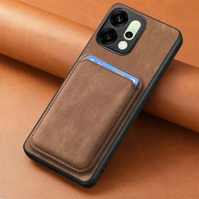 Magnetische 2 in 1 Lederhülle mit Geldbörse und Kartenfach für OPPO Reno 12, Reno 13 FS und Reno 14 Pro in Braun - Bild 1