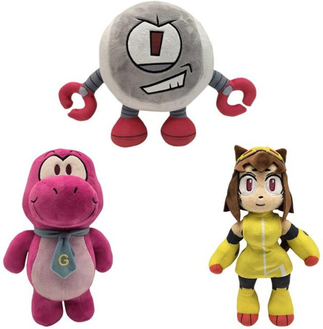 Yiran toy Anime Gameoverse Plüschtier, Rosa Dinosaurier, Grauer Roboter, ab 14 Jahren - Bild 1