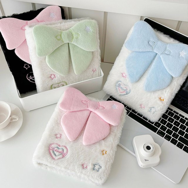 A6 Fotokartenbinder mit niedlicher 3D-Schleife aus Plüsch in Gelb für Kpop Idol-Karten und Sammelkarten - Bild 1