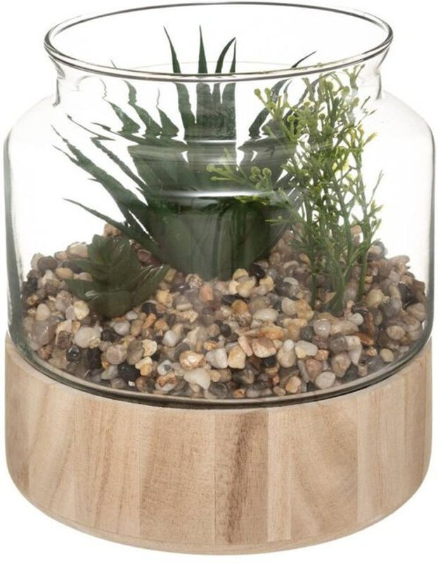 Atmosphera Terrarium Créateur D'Intérieur aus Glas und Holz in Transparent und Braun, Höhe: 17,5 cm, Durchmesser: 17,5 cm - Bild 1