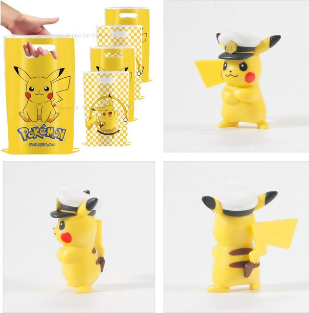 TAKARA TOMY Pokemon Party-Geschenktüte mit Pikachu Motiv in Gelb für Kinder als Süßigkeiten-Verpackung und Mitbringsel - Bild 1