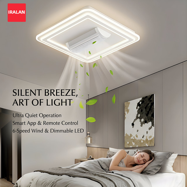 IRALAN Deckenventilator mit LED-Licht in Weiß, flügelloses Design mit veränderbaren Lichtfarben und Fernbedienung für das Wohnzimmer - Bild 1