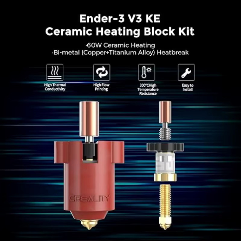 Creality Ender 3 V3 KE Keramik-Hotend-Kit mit 300 °C Hochtemperatur-Heizblock-Extruder für K1 und K1 Max - Bild 2