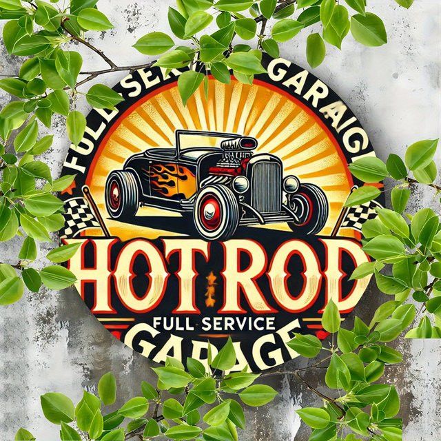 Vintage Hot Rod Car Blechschild von Potdemiel, Multicolor, B/H: 20,3 x 20,3 cm - Bild 1