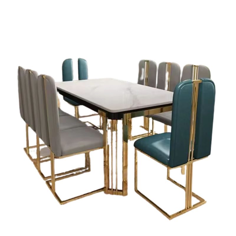 DUTRIEUX Esstisch im nordischen Design mit Marmorplatte und Metallgestell in Weiß Glossy, rechteckig - Bild 4